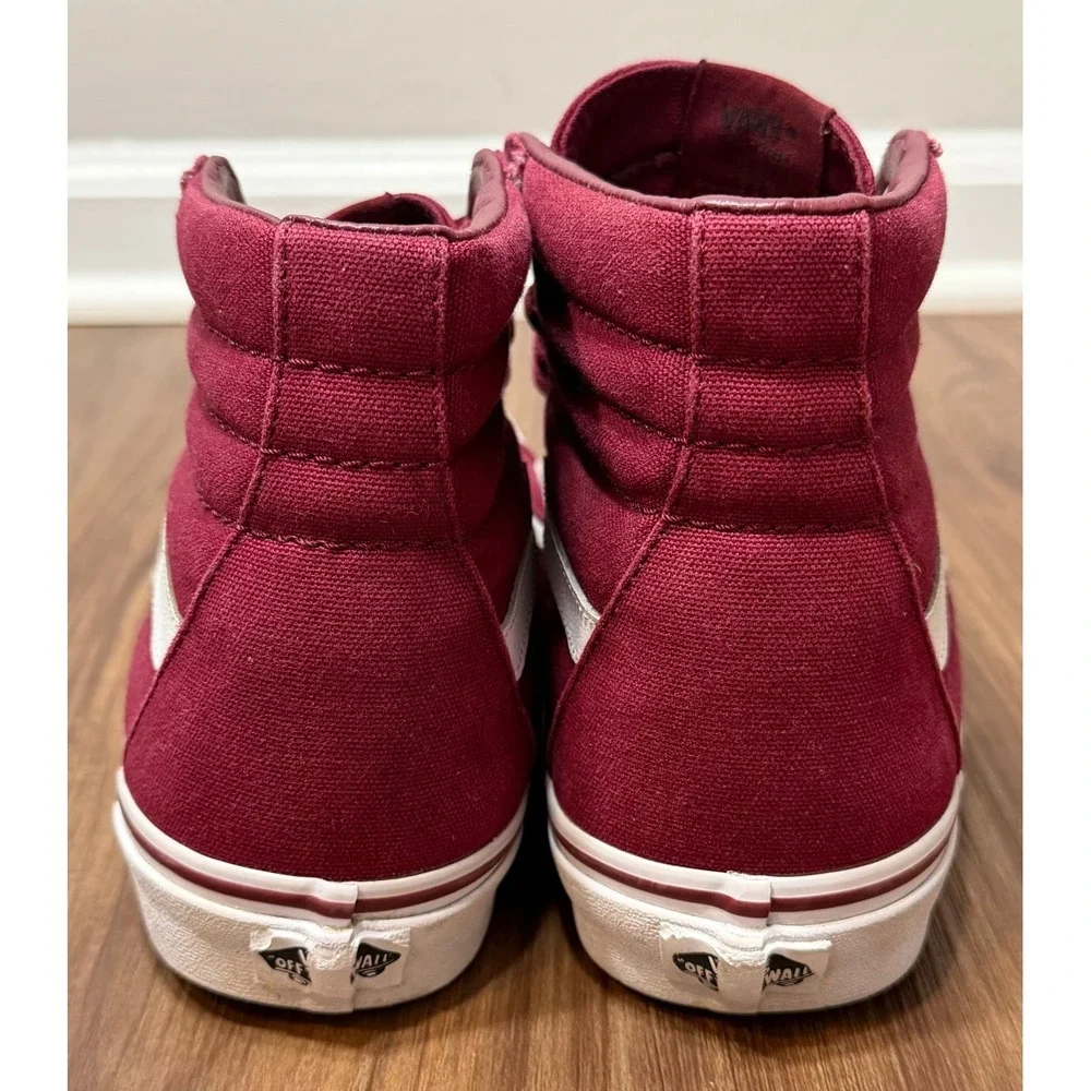 Vans Sk8-Hi Burgundy Maroon High Top Canvas Skateboarding Shoes Mens Sz 10